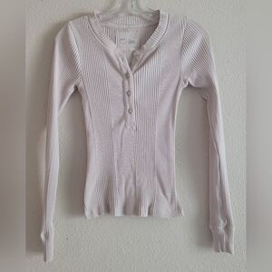 Aerie Sz Small Y2K Ribbee Fitted Long Sleeve Top